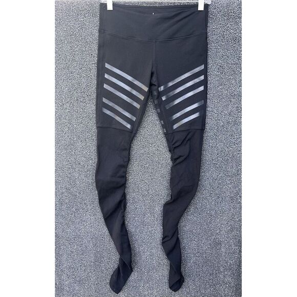 ALO Yoga Pants - Alo Yoga Stripped Goddess Leggings Women Size M Black Gray Workout